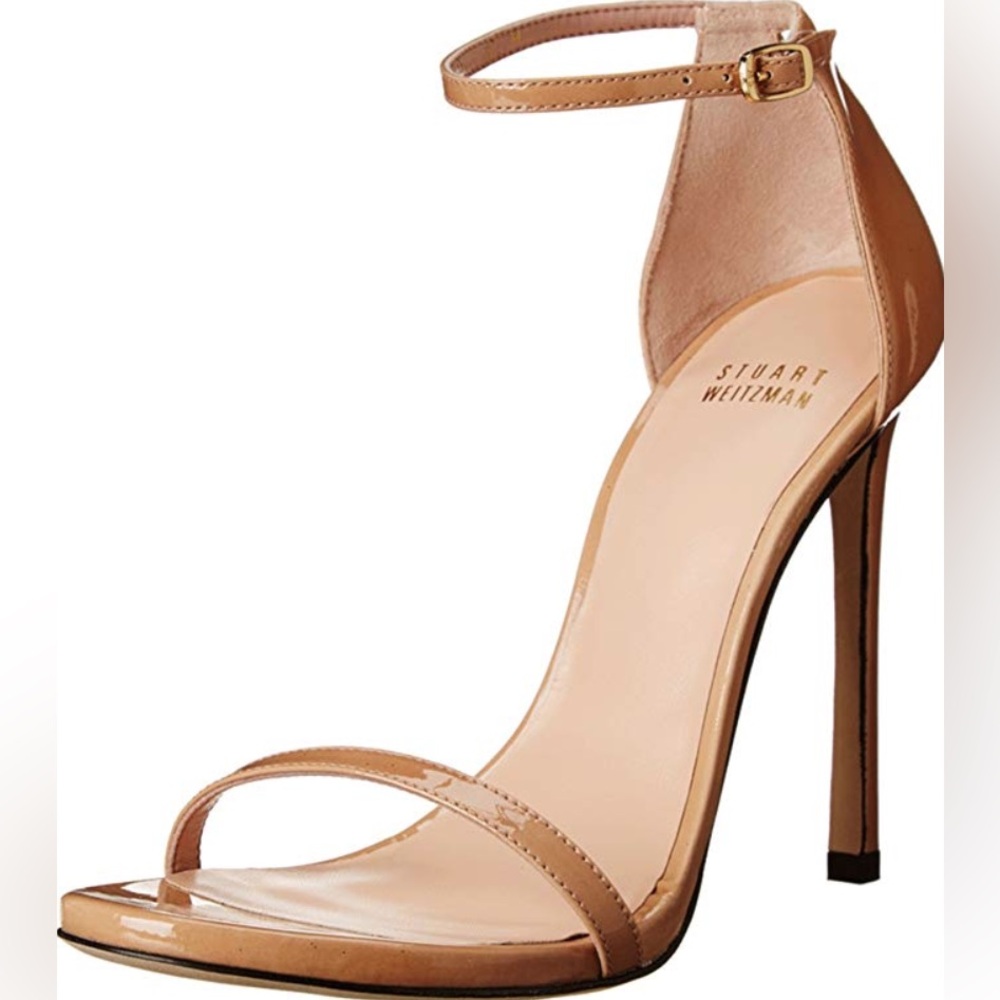 Stuart Weitzman Nudist Adobe Aniline Patent Leather Heel
